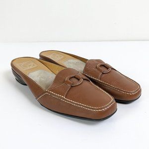 Cole Haan Loafter Mule Slide Light Brown Leather Buckle Nike Air Sole Size 9